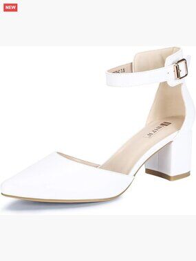 Women's Low Block Heel Ankle Strap Pumps Comfortable Chunky Wedding Shoes